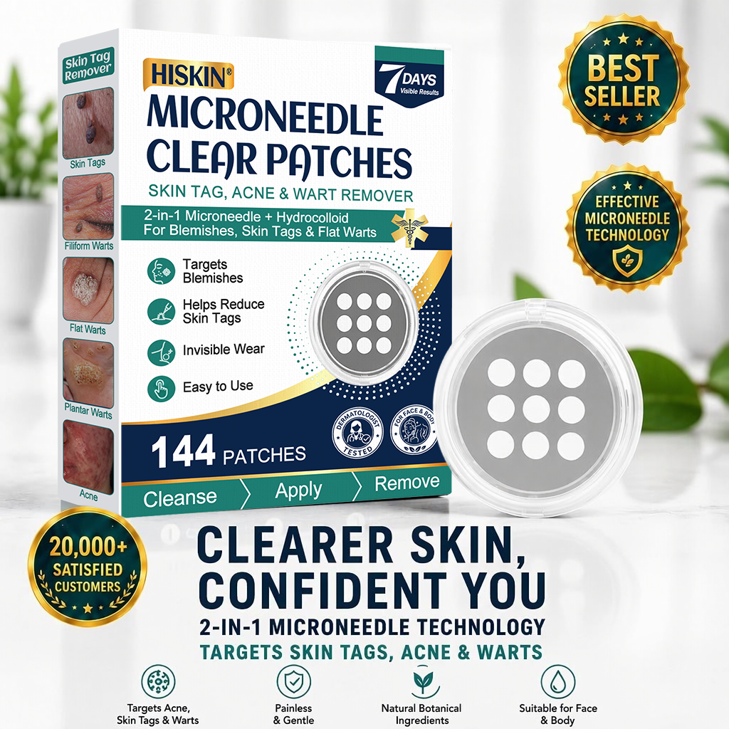 ✨Hiskin ® 2-in-1 Microneedle & Hydrocolloid Patch✨✨ | Removes raised moles, acne, flat warts, and skin tags | Helps improve wrinkles, scars, and blemishes | Invisible patches for face and body