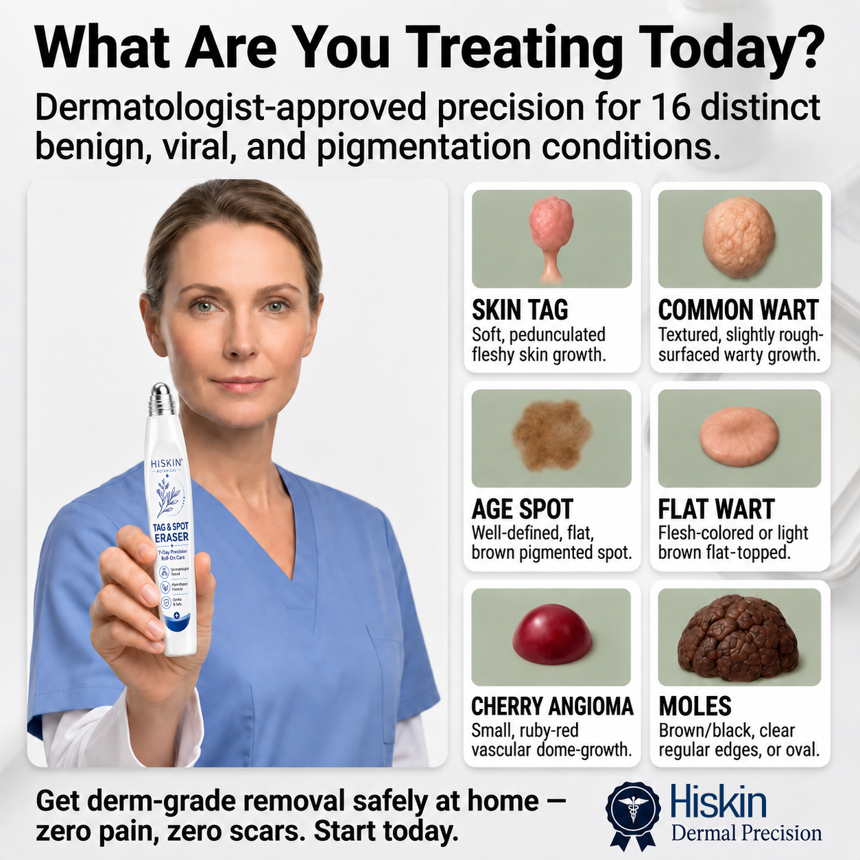 𝐇𝐈𝐒𝐊𝐈𝐍® 𝟕-𝐃𝐚𝐲 𝐓𝐚𝐠 & 𝐒𝐩𝐨𝐭 𝐄𝐫𝐚𝐬𝐞𝐫 Painless Precision Roll-On Pen🌈（for Skin Tags, Warts, Age Spots & Rough Bumps）