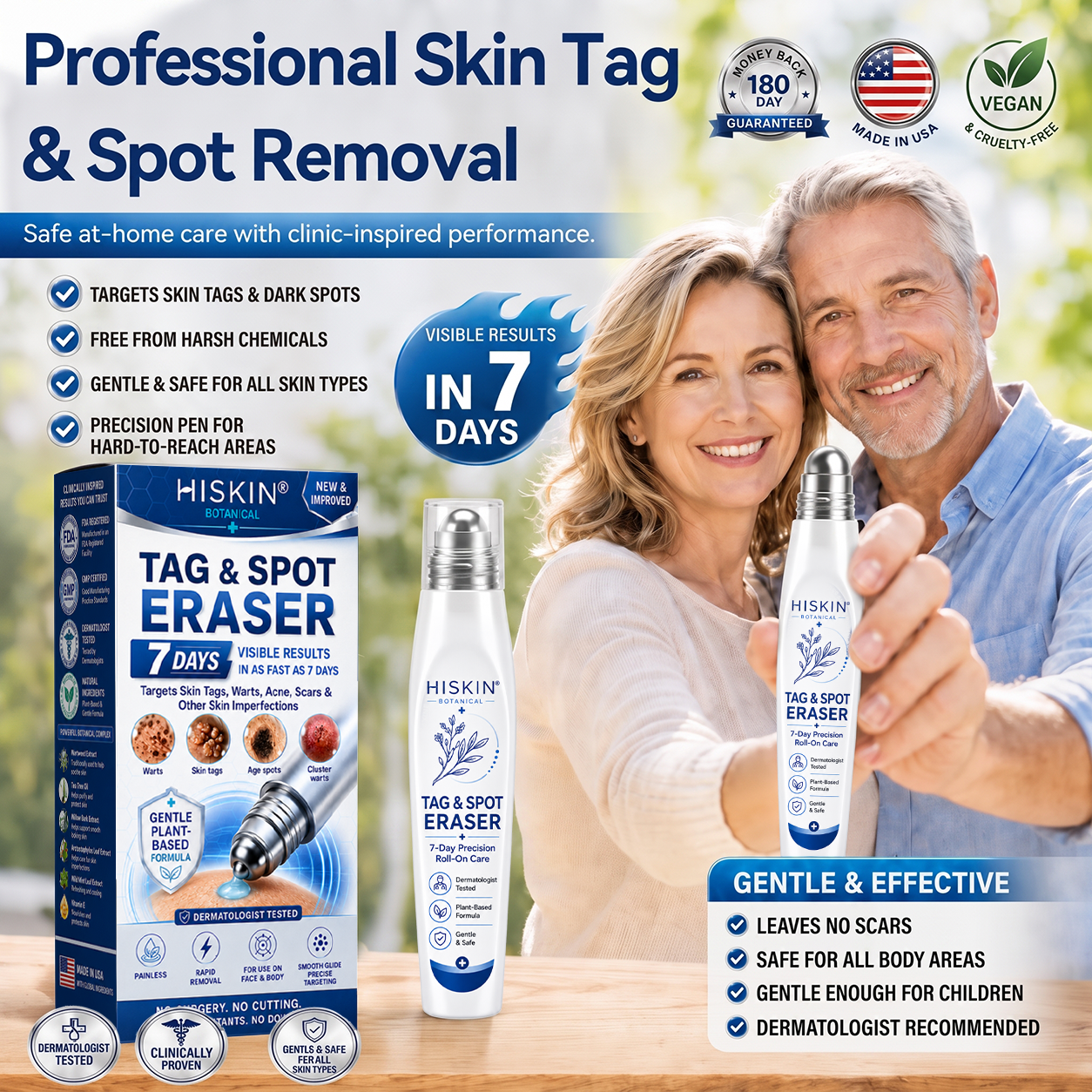 𝐇𝐈𝐒𝐊𝐈𝐍® 𝟕-𝐃𝐚𝐲 𝐓𝐚𝐠 & 𝐒𝐩𝐨𝐭 𝐄𝐫𝐚𝐬𝐞𝐫 Painless Precision Roll-On Pen🌈（for Skin Tags, Warts, Age Spots & Rough Bumps）