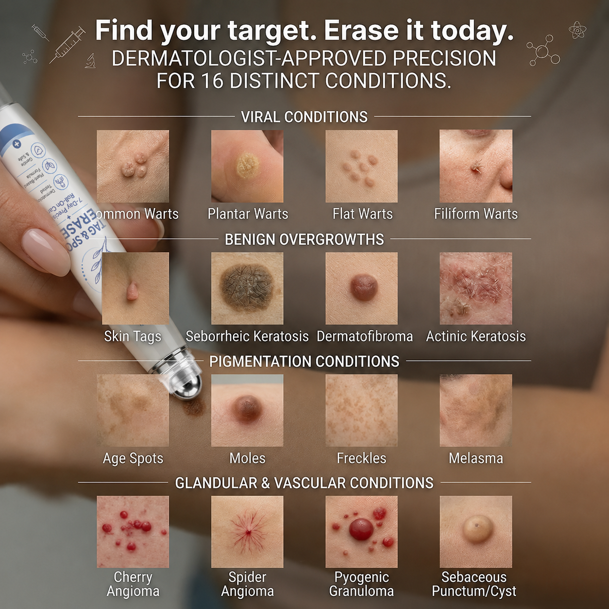 𝐇𝐈𝐒𝐊𝐈𝐍® 𝟕-𝐃𝐚𝐲 𝐓𝐚𝐠 & 𝐒𝐩𝐨𝐭 𝐄𝐫𝐚𝐬𝐞𝐫 Painless Precision Roll-On Pen🌈（for Skin Tags, Warts, Age Spots & Rough Bumps）